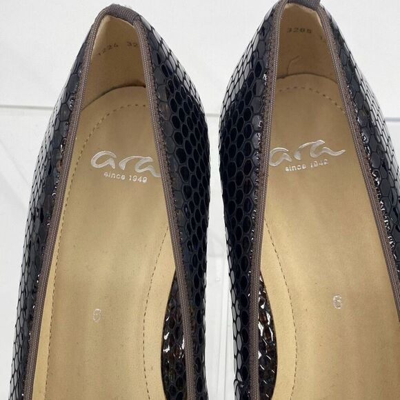 Ara Ladies Slip-On  Crocodile Low Heel Comfort Pump Brown New US Size‎ 8.5 - Picture 7 of 14
